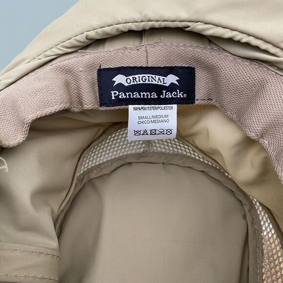 Panama Jack Hat Wide Brim Safari Boonie Mesh Vent Flap Strap Back Tan Mens S/M - Picture 8 of 12